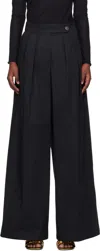 Dries Van Noten Wide-leg High-waisted Cotton Trousers In 900 Black