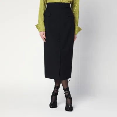 Dries Van Noten Black Wool And Mohair Midi Skirt