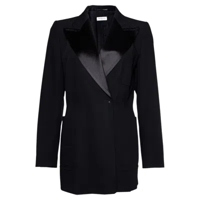 Pre-owned Dries Van Noten , Black Wool Blazer With Shiny Revert And Press Studs