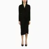 Dries Van Noten Black Wool-blend Dress With Drape In Black