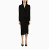 Dries Van Noten Black Wool-blend Dress With Drape In Black