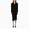 Dries Van Noten Black Wool-blend Dress With Drape In Black
