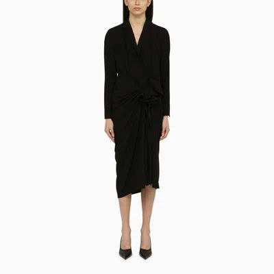 DRIES VAN NOTEN DRIES VAN NOTEN  BLACK WOOL-BLEND DRESS WITH DRAPE