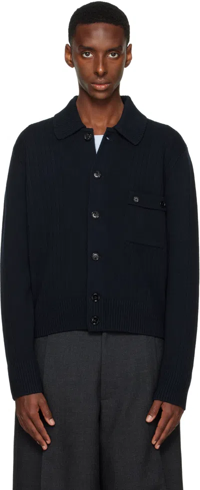 Dries Van Noten Black Wool Cardigan In Multi