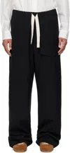Dries Van Noten Wide Leg Wool Pant With Elastic Waistband In 900 Black