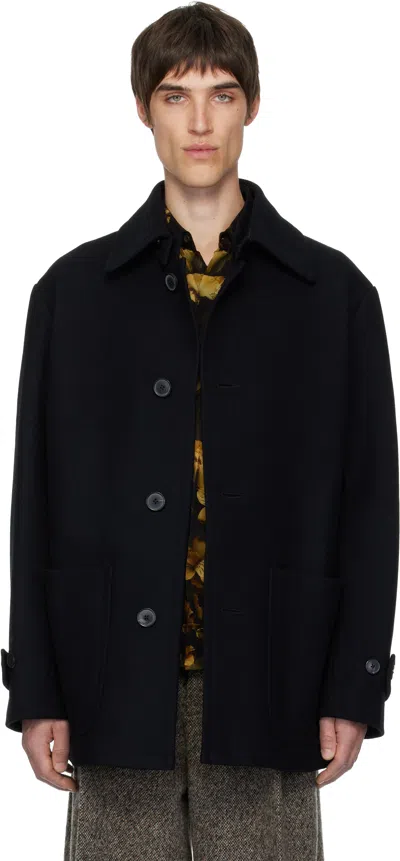 Dries Van Noten Black Wool Coat