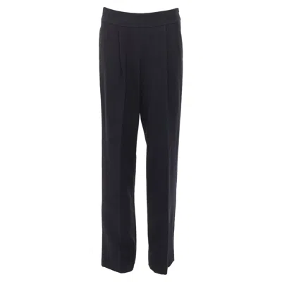Dries Van Noten Black Wool Cotton Pleated Front Wide Leg Trousers Pants Fr38 M