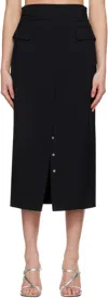 Dries Van Noten Black Wool Midi Skirt In 900 Black