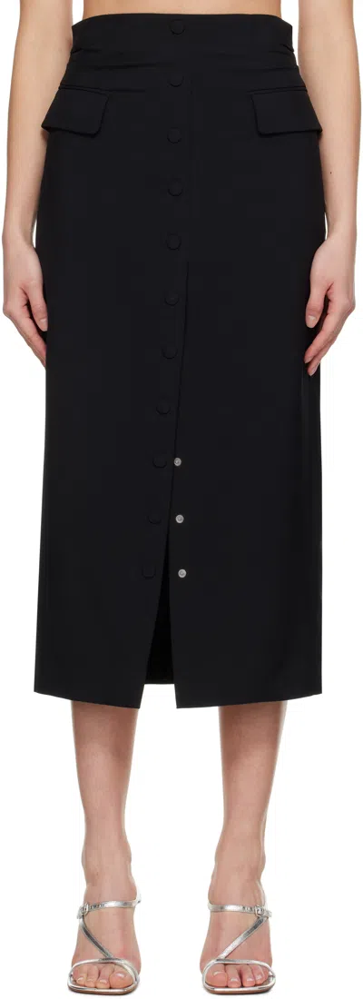 Dries Van Noten Black Wool Midi Skirt In 900 Black