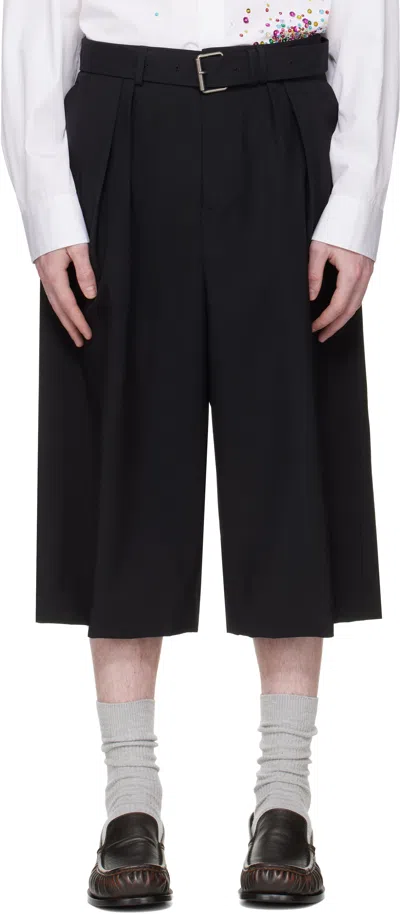 Dries Van Noten Black Wool Mohair Shorts