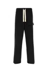 Dries Van Noten Wide Leg Wool Pant With Elastic Waistband In Black