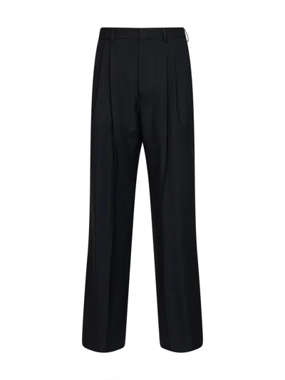 Dries Van Noten Black Wool Panrom Double-pleat Straight-leg Trousers