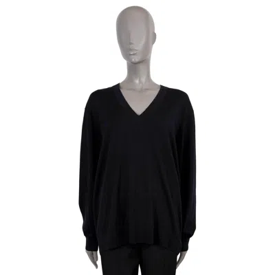 Pre-owned Dries Van Noten Black Wool Tuna V-neck Sweater L