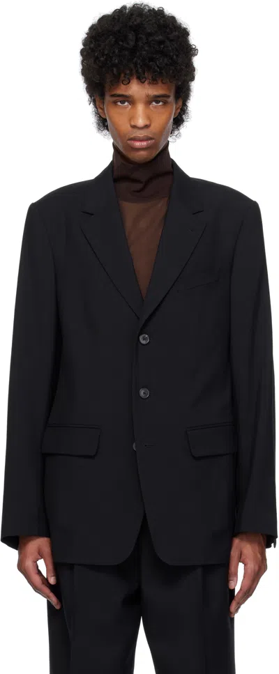 Dries Van Noten Black Wool Twill Blazer In 900 Black