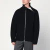 Dries Van Noten Full Zip Turtleneck Sweater With Shoulder Detail In Black