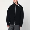 Dries Van Noten Full Zip Turtleneck Sweater With Shoulder Detail In Black