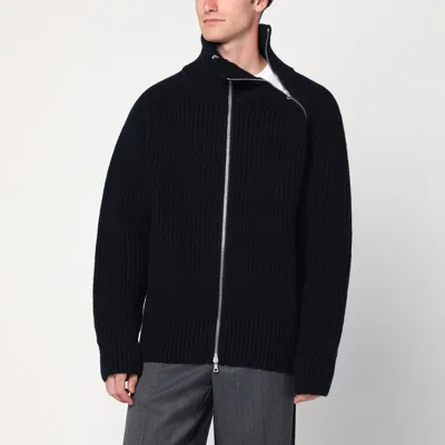 DRIES VAN NOTEN DRIES VAN NOTEN BLACK WOOL ZIP-UP CARDIGAN MEN