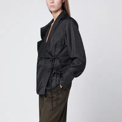 Dries Van Noten Black Wrap Shirt With Jacquard Texture