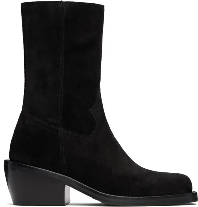 Dries Van Noten Black Zip Boots In Multi