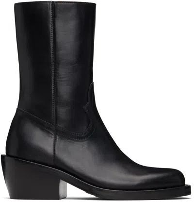 Dries Van Noten Black Zip Boots In Multi