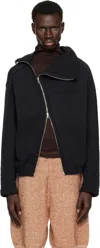 Dries Van Noten Black Zip Cotton Sweater In Black 900