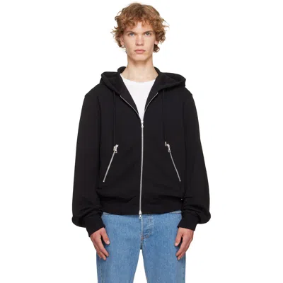 Dries Van Noten Cotton Oversized Zip Up Hooded Jacket In Black