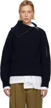 Dries Van Noten Black Zipped Wool Turtleneck In Black