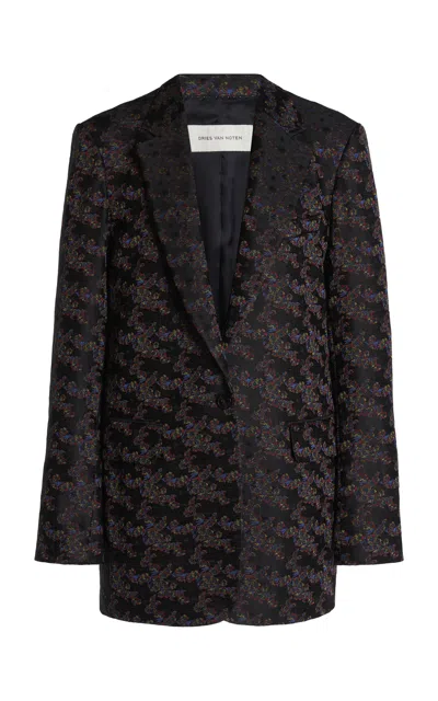 Dries Van Noten Blanchet Cotton-wool Blazer In Black
