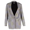 Dries Van Noten Blanchet One-button Jacquard Blazer In Silver Viscose In Gray