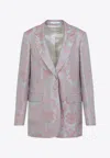 Dries Van Noten Tailored Blazer With Damask Pattern In Light Blue