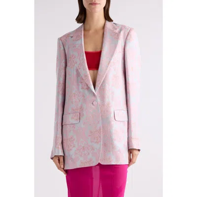 Dries Van Noten Blanchets Floral Jacquard Single Breasted Blazer In Light Blue
