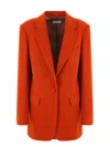 Dries Van Noten Single-breasted Wool Jacket With Structured Shoulder Pads In Red