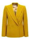 Dries Van Noten 'blazer Double-breasted Tailored Structured Shoulders' In Yellow