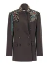 Dries Van Noten Bafya Embellished Wool Jacket In Brown