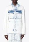 Dries Van Noten Faded Denim Shirt With Front Pockets In White