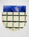Dries Van Noten Bleu Tartan Handheld Mirror In Bleu Tartan