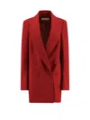 Dries Van Noten Fitted Double Breasted Wool Blazer In Red