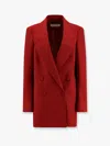 Dries Van Noten Wool Blazer With Covered Buttons And Wide Lapel In Red