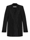 Dries Van Noten Longline Textured Jacket Notched Lapels In Black