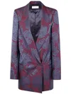Dries Van Noten Floral Long Sleeve Jacket Front Pockets In Gray