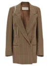 Dries Van Noten Blink Plaid Blazer With Crystal Chains