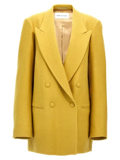 Dries Van Noten 'structured Shoulders' Blazer Featuring Button Detailing In Yellow