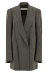 Dries Van Noten Tailored Double-breasted Blazer With Pinstripe Detail In Gray
