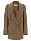Dries Van Noten Blink Plaid Blazer With Crystal Chains In Multicolor