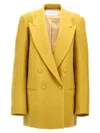 Dries Van Noten 'structured Shoulders' Blazer Featuring Button Detailing In Yellow