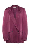 Dries Van Noten Blink Double-breasted Cupro-cotton Blazer In Pink