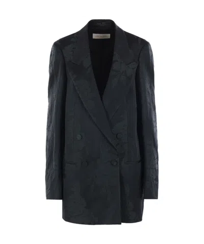 Dries Van Noten Blink Double-breasted Jacket In Jacquard In Dark Green
