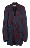 Dries Van Noten Blink Double-breasted Jacquard Blazer In Burgundy