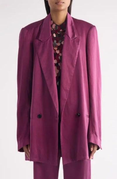 Dries Van Noten Blink Double Breasted Oversize Twill Jacket In Pink