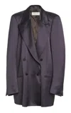 Dries Van Noten Blink Double-breasted Satin Blazer In Purple
